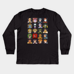 SilverHawks Characters. Quicksilver, Steelheart, Steelwill, Mon*Star, Hardware, Timestopper, Yes-Man, Smiley and many more! Kids Long Sleeve T-Shirt